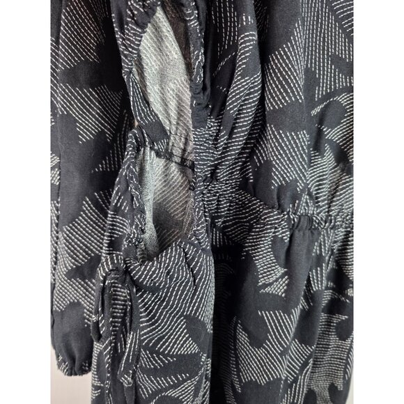 Universal Threads Women's Dress Size Medium Black Floral Linen Long Sleeve Dress - Picture 7 of 14